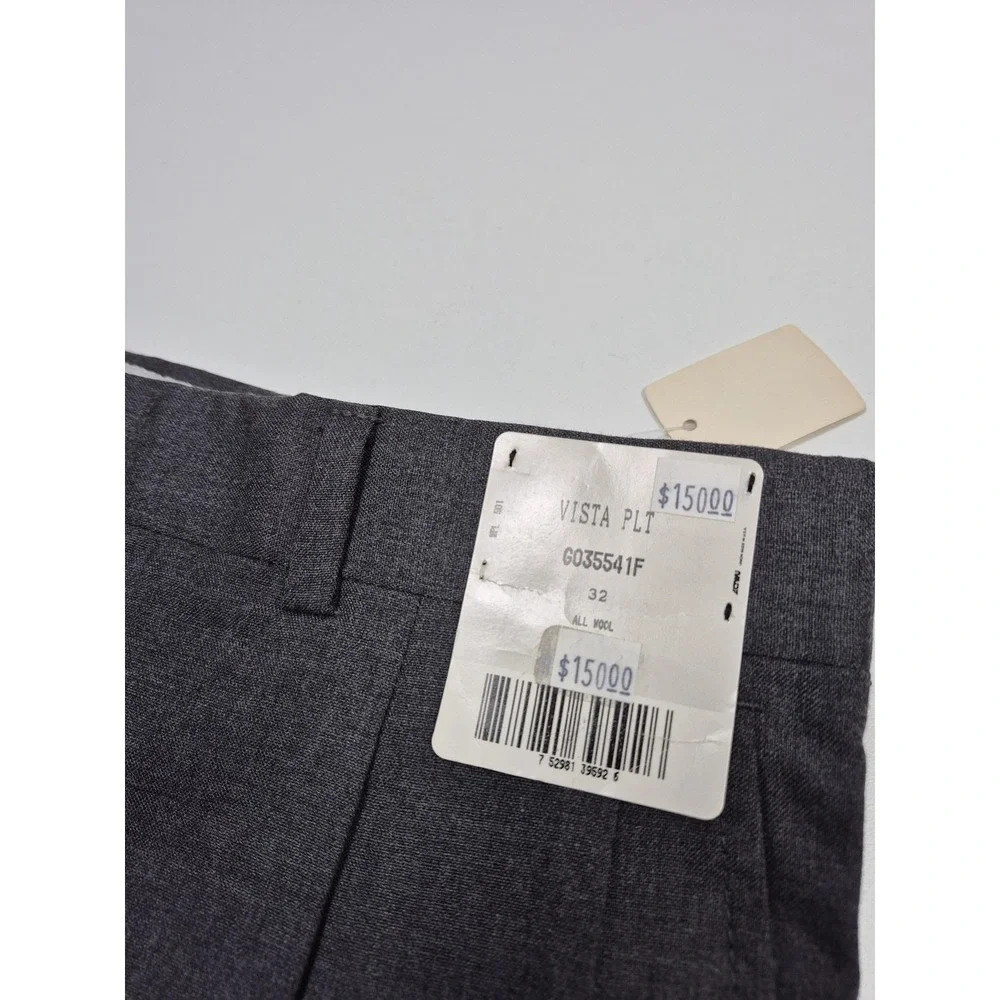 VTG Loro Piana Dress Pants Mens 32x35 Gray Wool Super 100s Pleated Unhemmed NWT